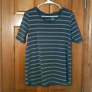 SO Gray and White Striped Soft Tunic Tee